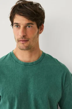 Ellos Collection T-shirt i vasket bomuld Grøn Clearance
