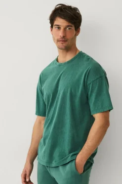 Ellos Collection T-shirt i vasket bomuld Grøn Clearance