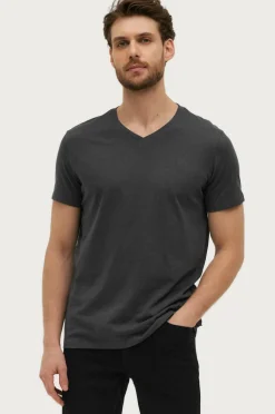 Ellos Basistøj|T-Shirts & Tanktoppe>Collection T-shirt Karl V-neck Antracitegråmelange