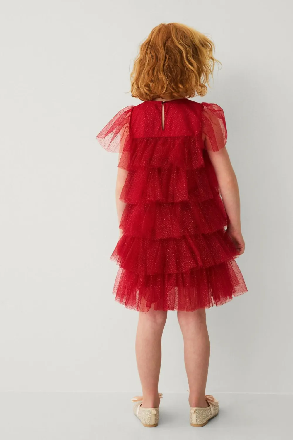 Ellos Festtøj|Kjoler>Collection Tylkjole med flæser rosa multifarvet
