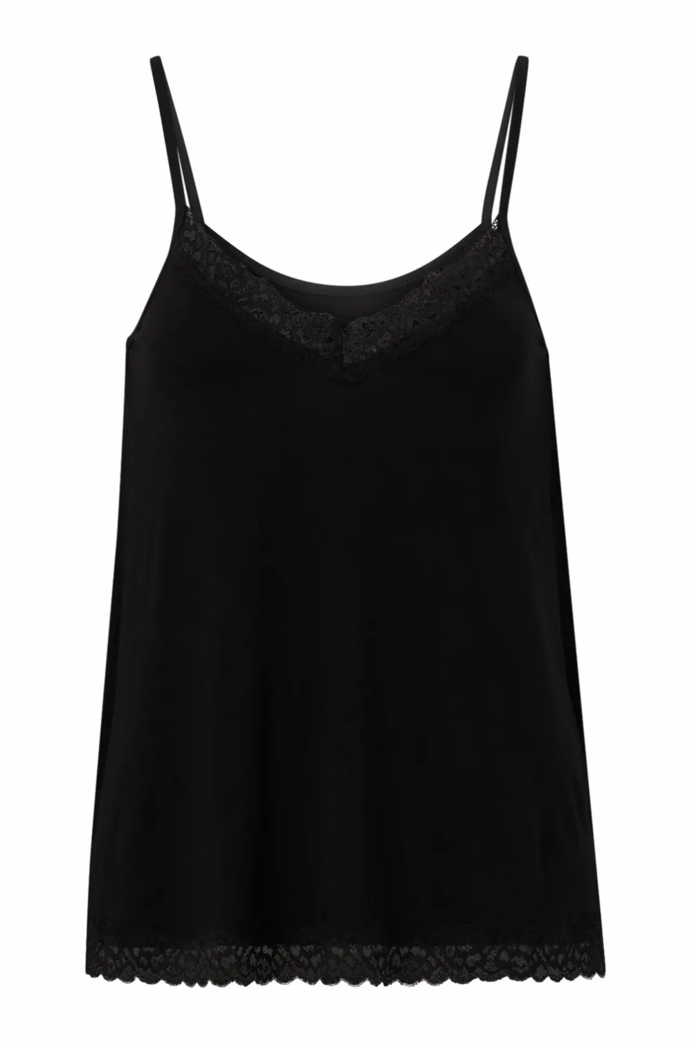 Ellos Collection Undertrøje med blondekanter Sort Sale