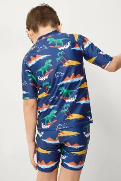 Ellos Collection UV-sæt med top og shorts Blå Surf Hot