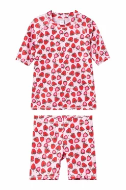 Ellos Collection UV-sæt med top og shorts Rosa/rødmønstret New