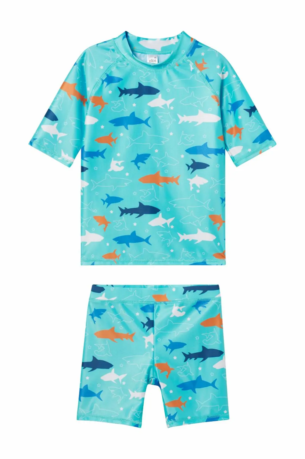 Ellos Collection UV-sæt med top og shorts Blå Haj