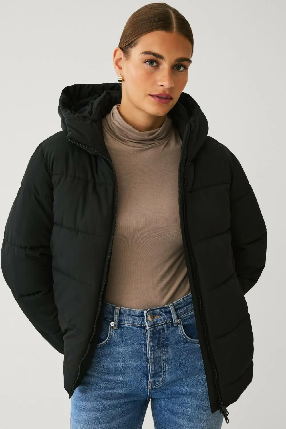 Ellos Collection Vatteret jakke sort Outlet