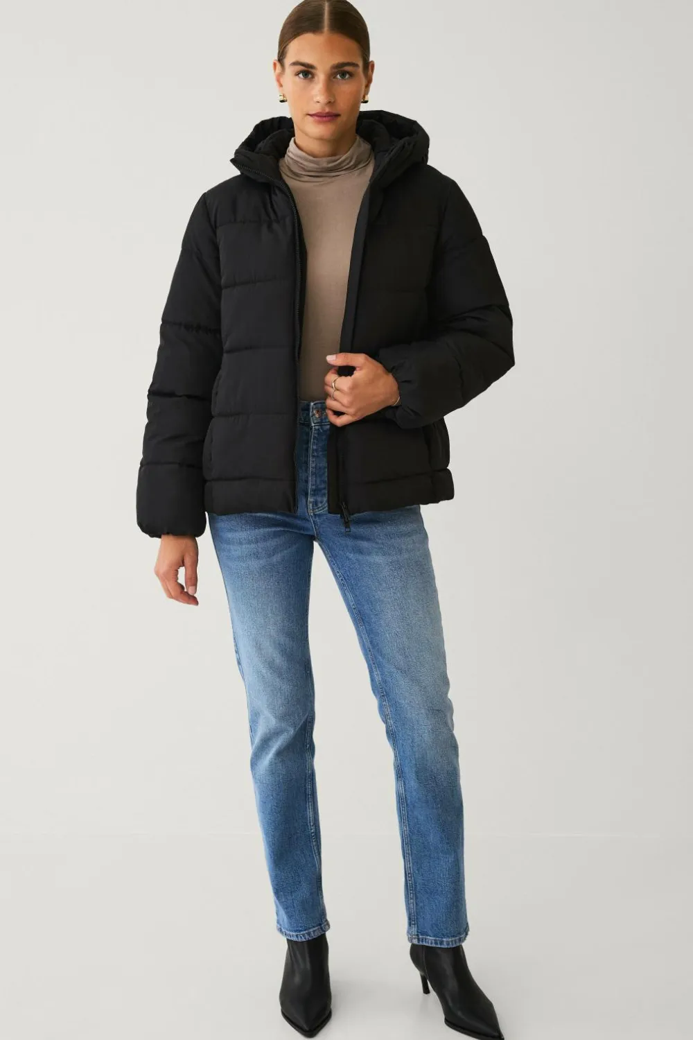 Ellos Collection Vatteret jakke sort Outlet