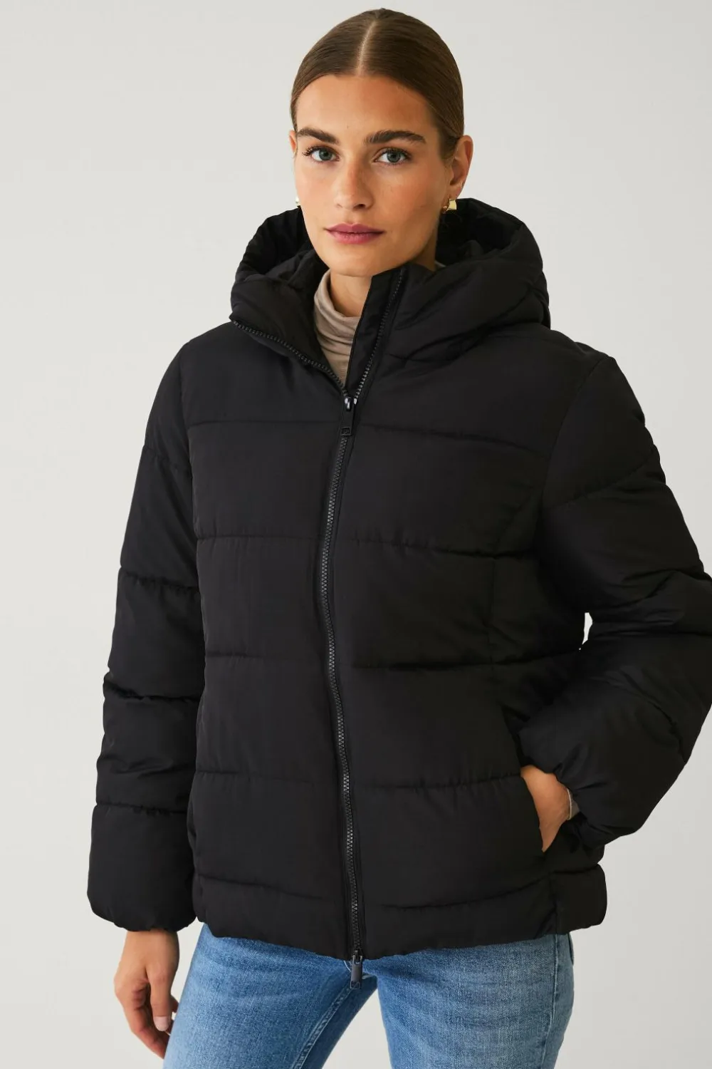 Ellos Collection Vatteret jakke sort Outlet