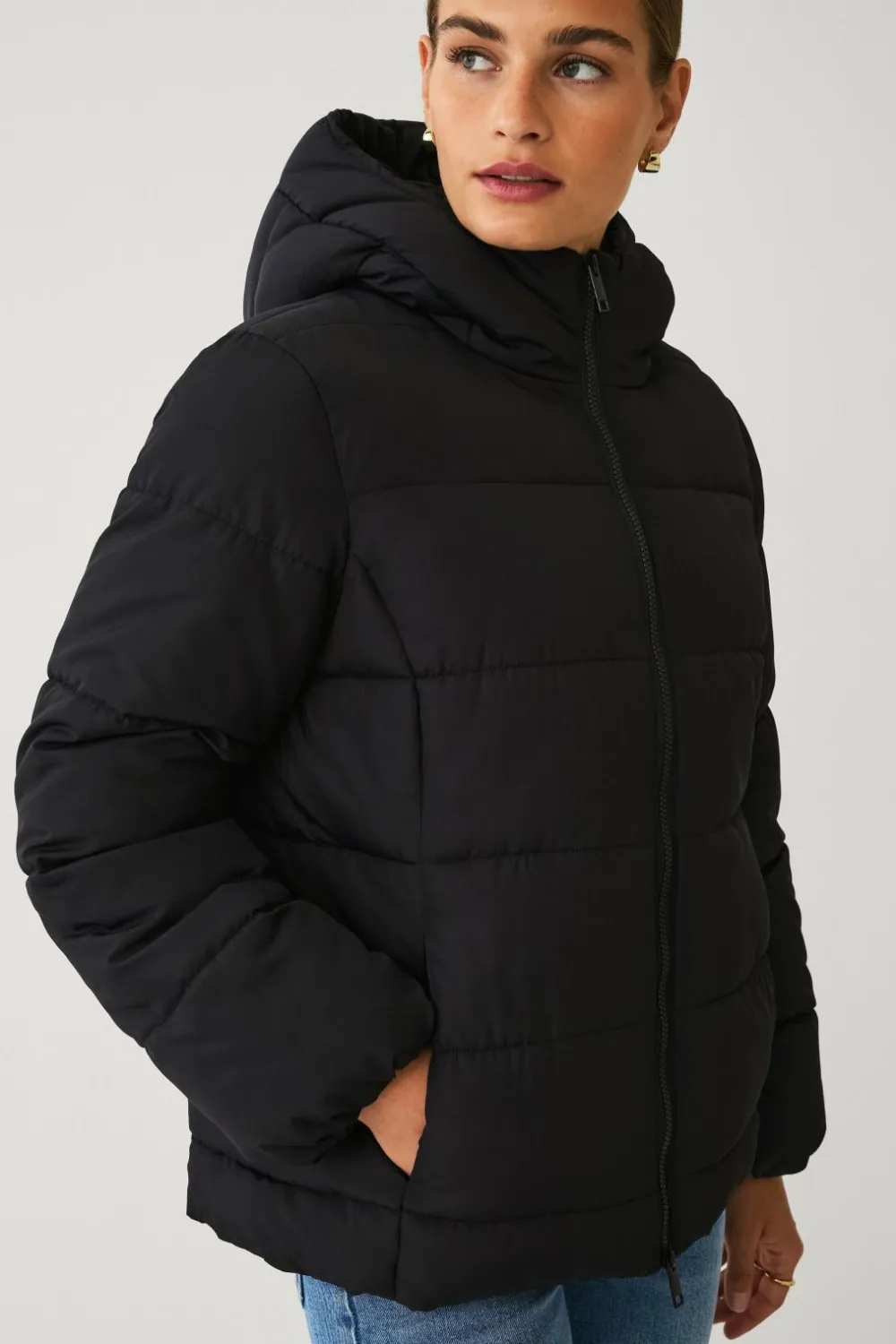 Ellos Collection Vatteret jakke sort Outlet