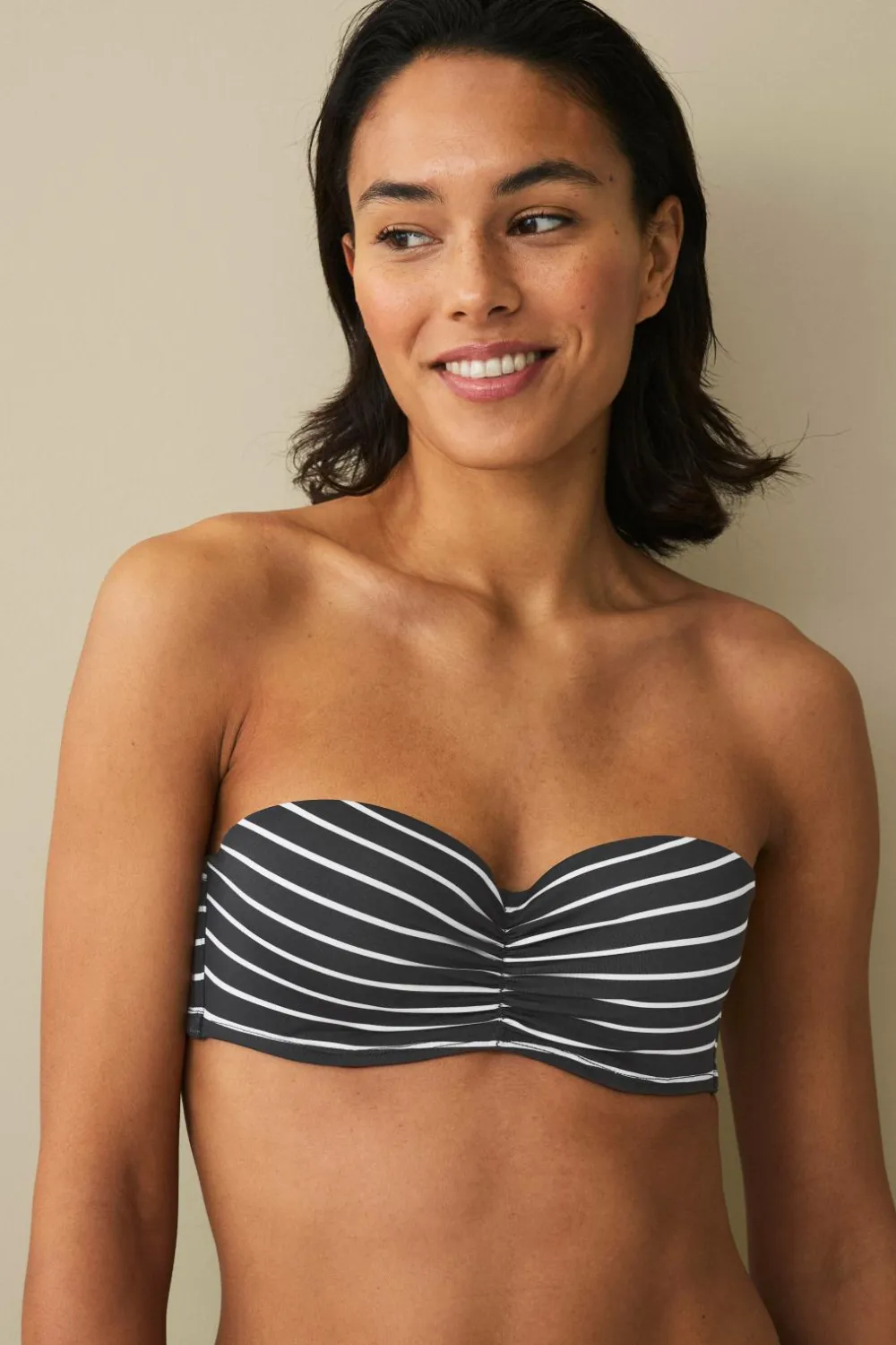Ellos Bikinier & Bikinidele>Collection Vatteret Balconette Bikini-BH med bøjle Sort/hvidstribet