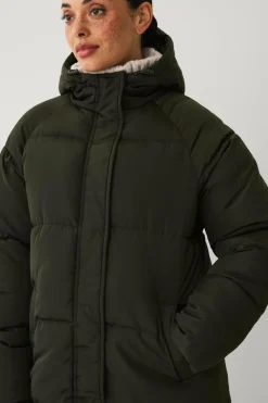 Ellos Collection Vatteret frakke mørkegrøn Discount