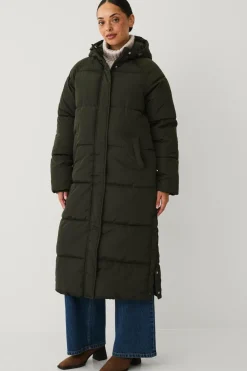 Ellos Collection Vatteret frakke mørkegrøn Discount