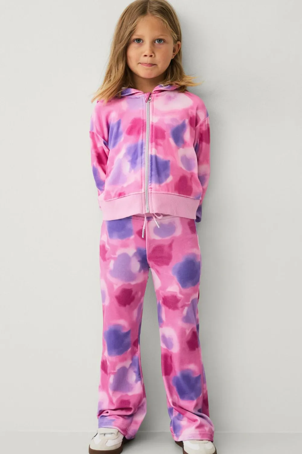 Ellos Collection Veloursæt rosa/lilla batikmønstret Discount