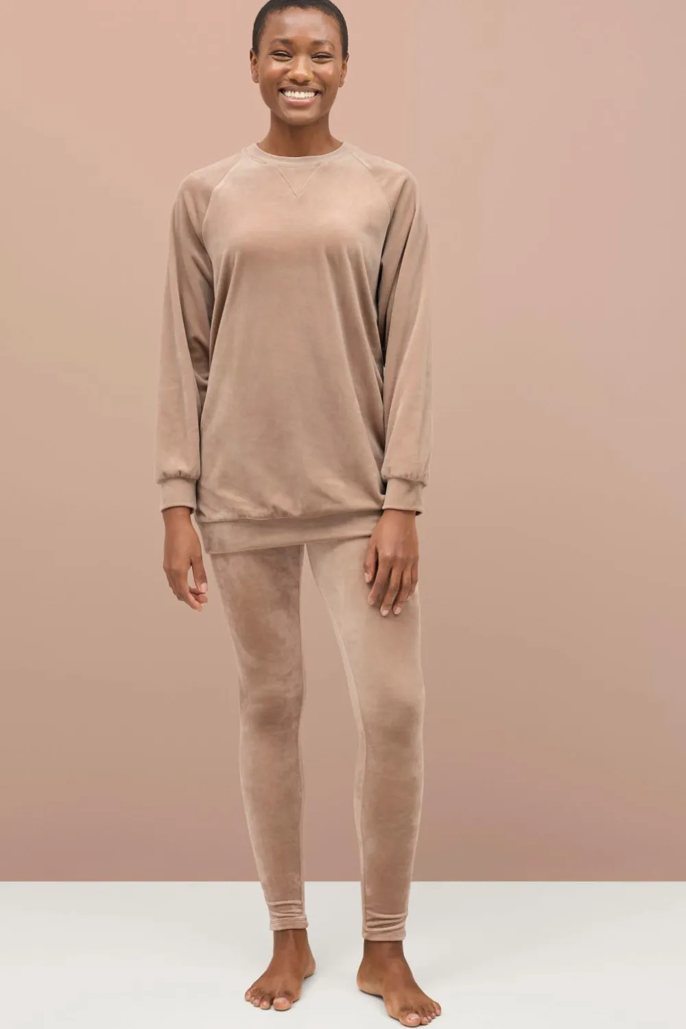 Ellos Collection Veloursweater Beige New