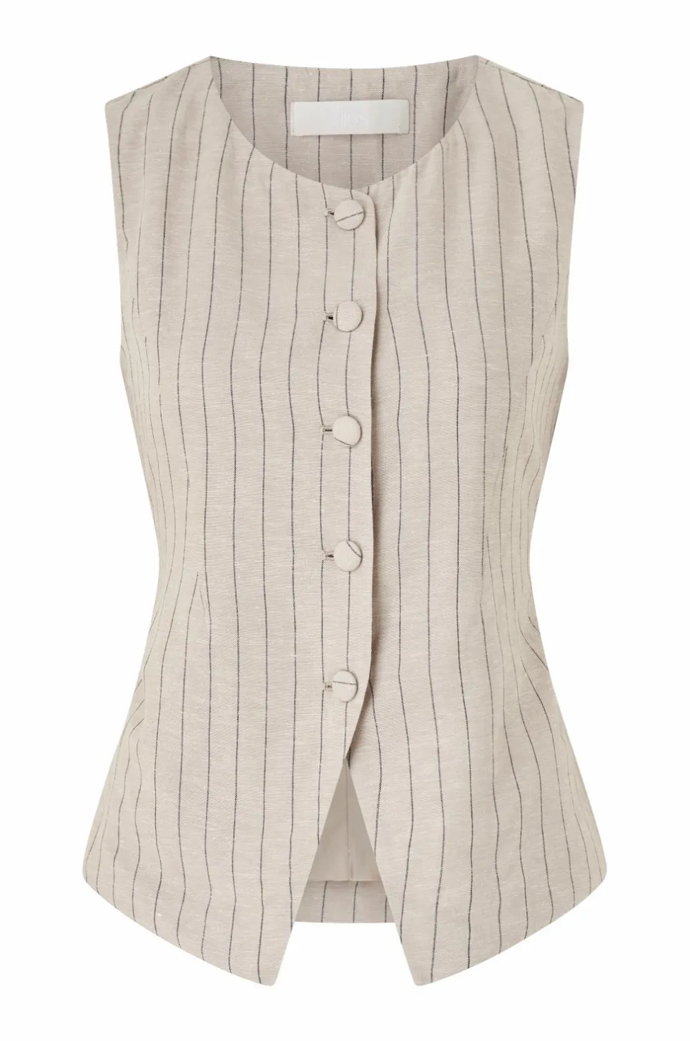 Ellos Collection Vest i hørmix Beigestribet New