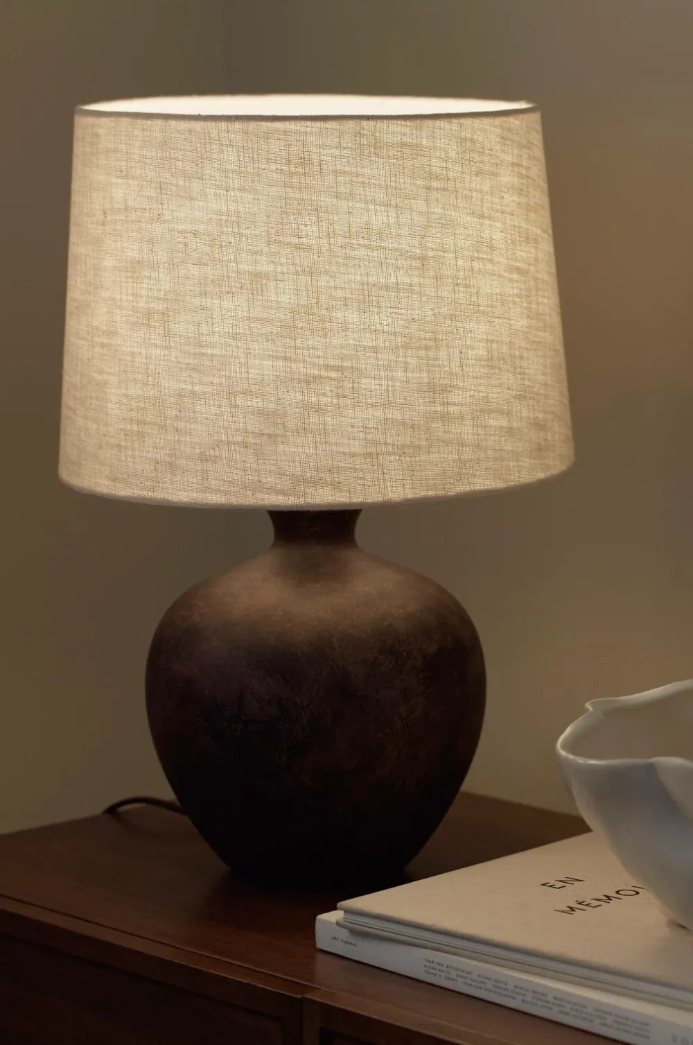 Ellos Home Bordlampe Erika Antique Black/ Nature Linen New