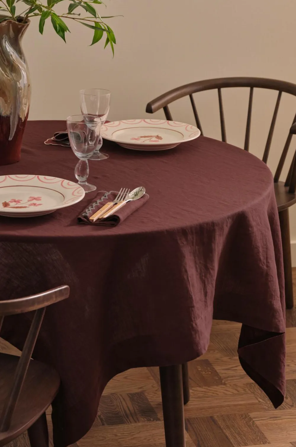 Ellos Borddækning & Servering|Bordtekstiler>Home Dug Malva i 100% hør 140x140 cm Bourgogne