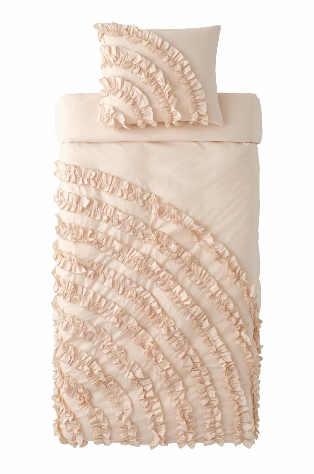 Ellos Home Dynebetræk Juliette Curve Frill i vasket bomuld 2 dele Lys hot pink Clearance