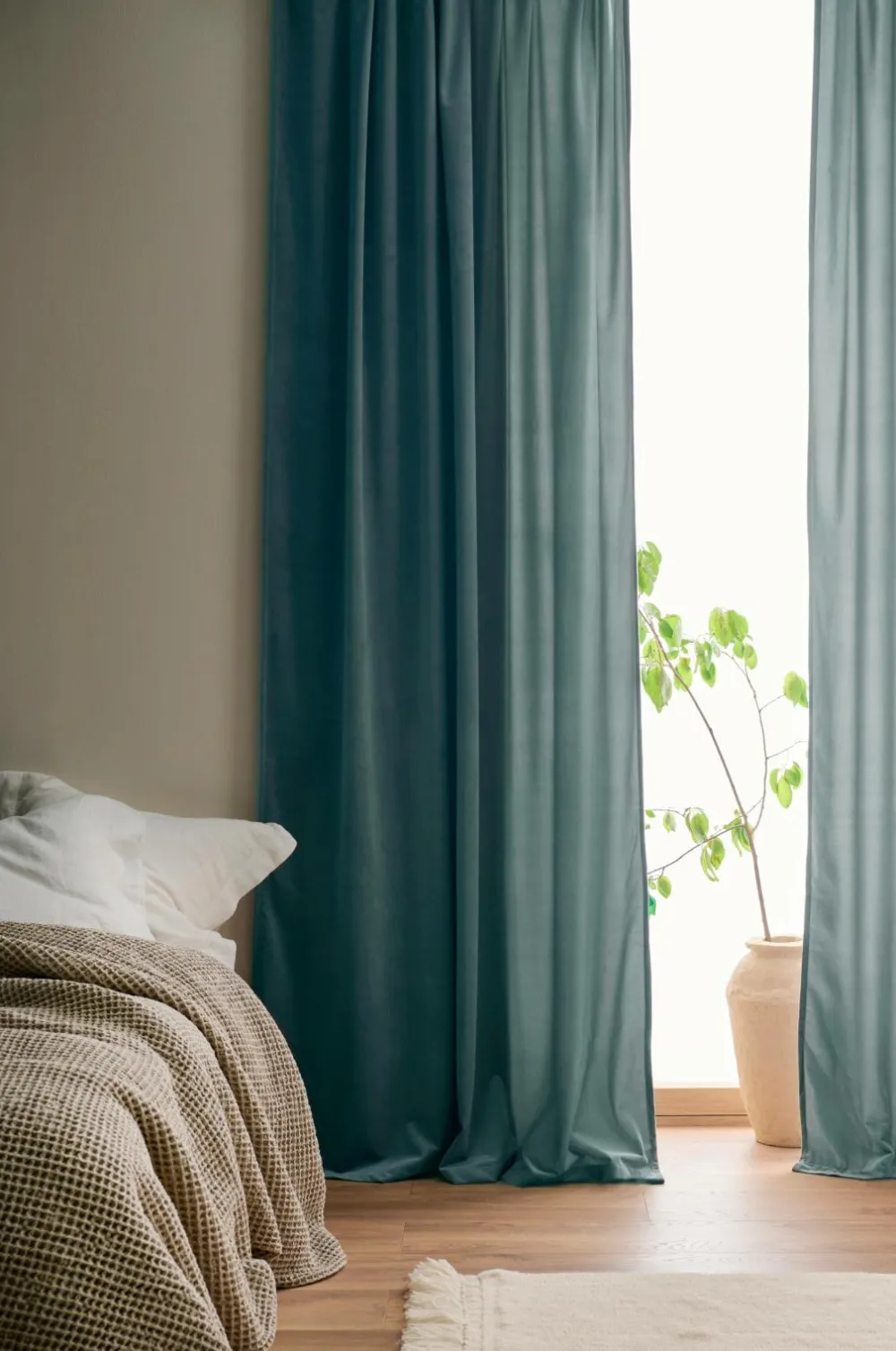 Ellos Home Gardinlængde med multibånd Nora i velour, 2-pak Lyseblå Outlet