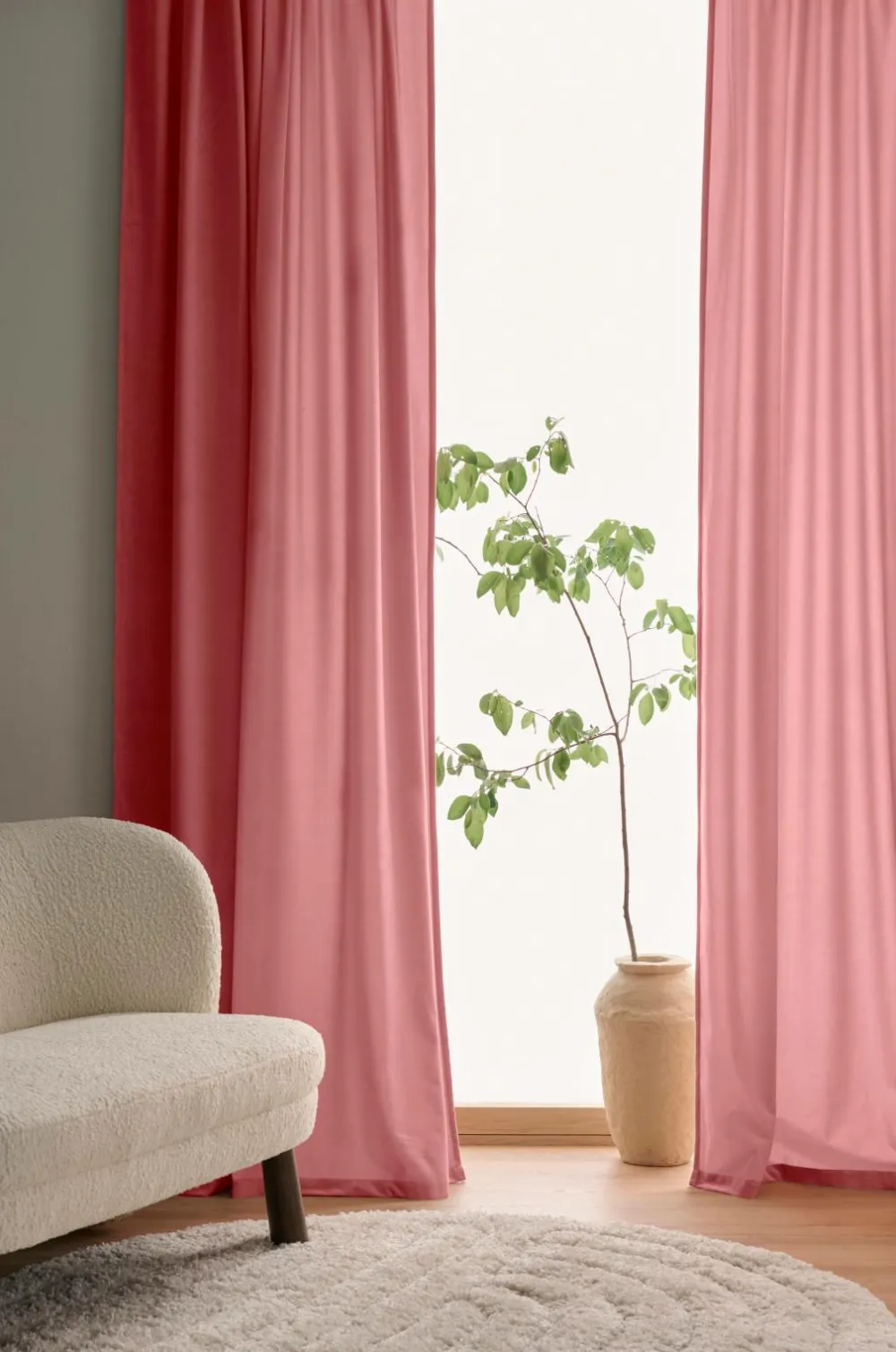 Ellos Home Gardinlængde med multibånd Nora i velour, 2-pak Rosa Hot