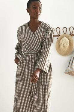 Ellos Home Kimono Nell Check Kimono Lyseblå/brun Sale