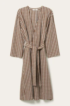 Ellos Home Kimono Nell Check Kimono Lyseblå/brun Sale
