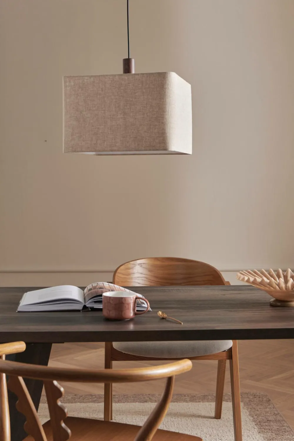 Ellos Home Loftlampe Square Linned/valnød Outlet