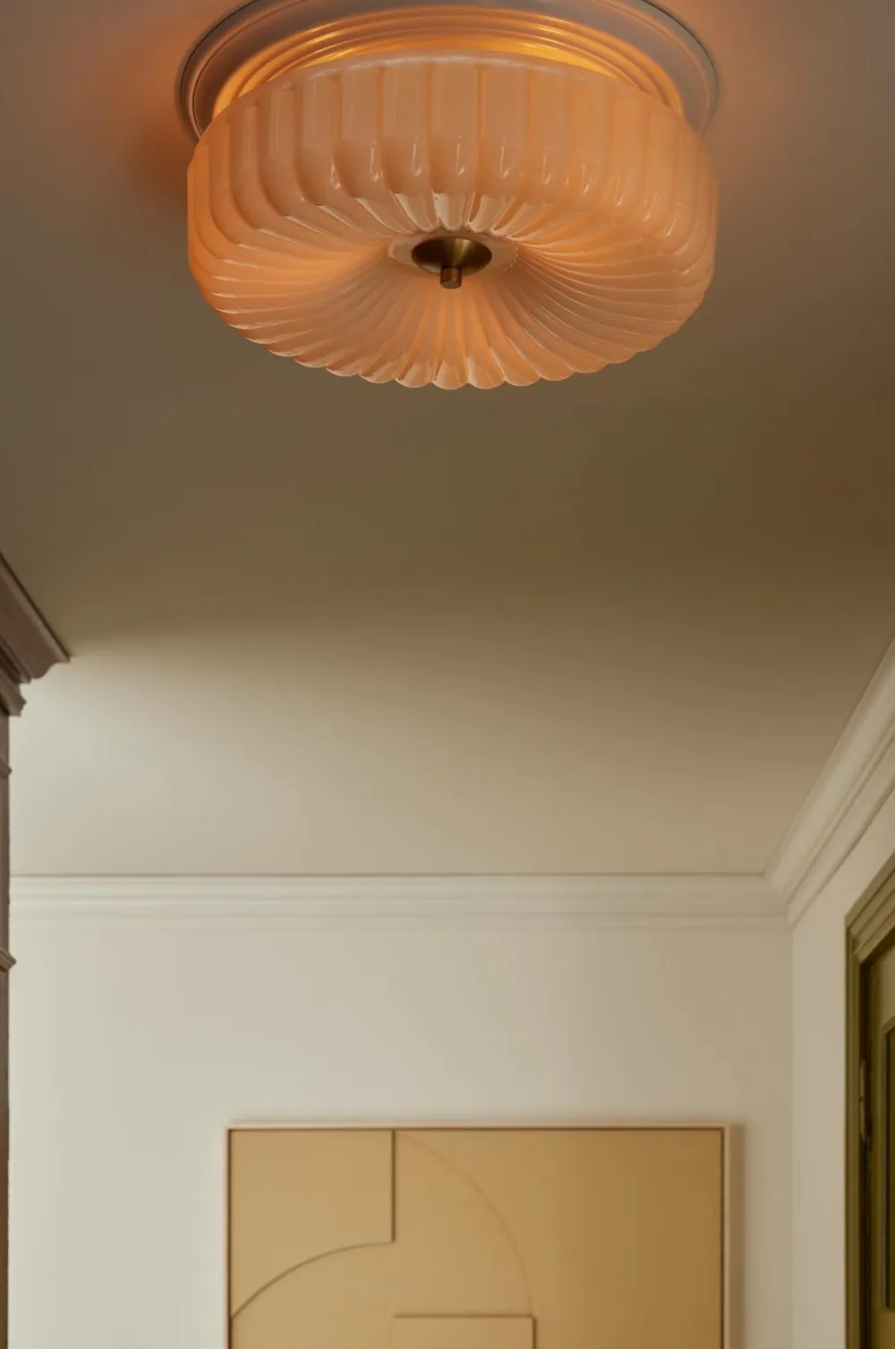 Ellos Home Loftplafond Bloom Painting shiny beige glass+antique gold iron Outlet