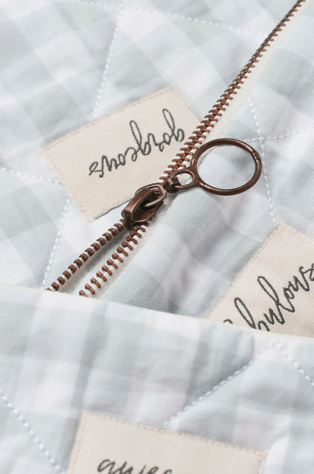 Ellos Home Makeup taske / toilettaske Dorene Check Lyseblå/hvid Discount