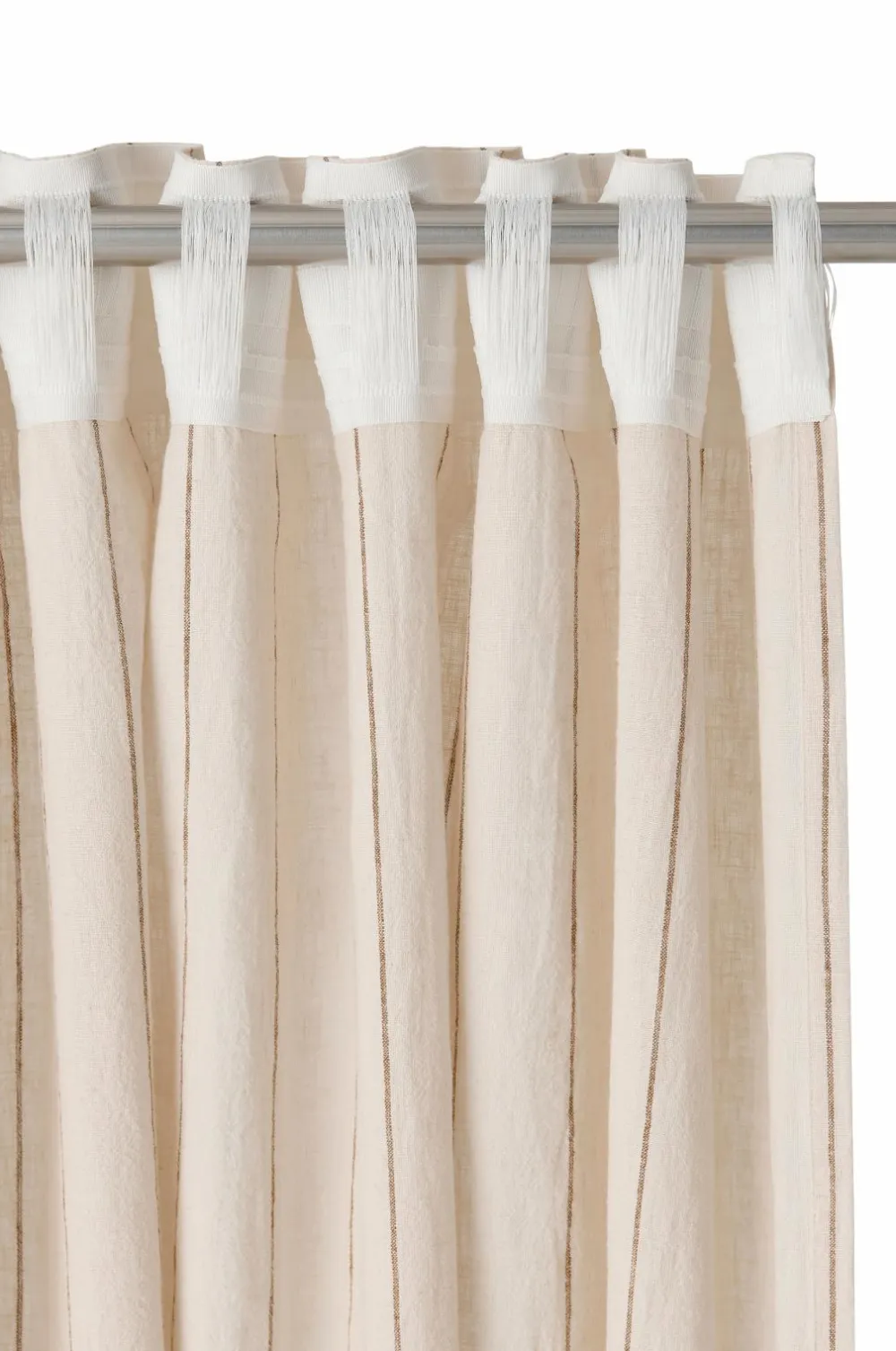 Ellos Home Multibåndsgardin Elly Thin Stripe Wide Pleatingtape i genanvendt halvlinned ekstra bred 1-pak Bronzebrun Discount