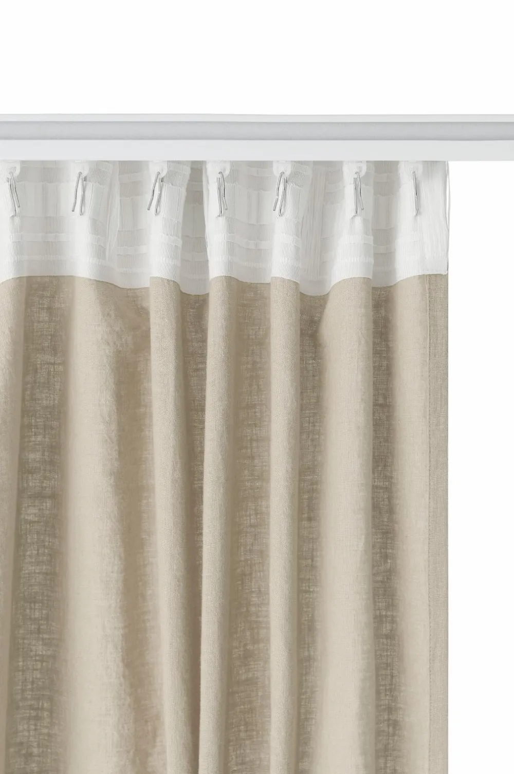 Ellos Persienner|Gardinlængder Med Rynkebånd>Home Multibåndsgardin Elly Wide i genanvendt halvlinned ekstra bred 1-pak Linen beige