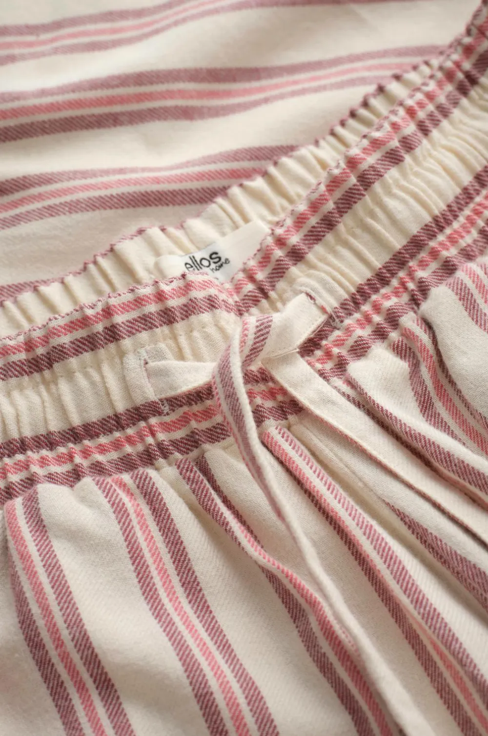 Ellos Homewear>Home Natbukser Valerie Thin Stripe Rød/cremehvid