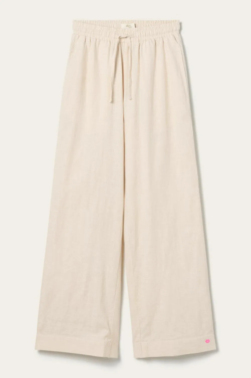 Ellos Homewear>Home Natbukser Pyjama Pant Elly i genanvendt halvlinned Cremet hvid