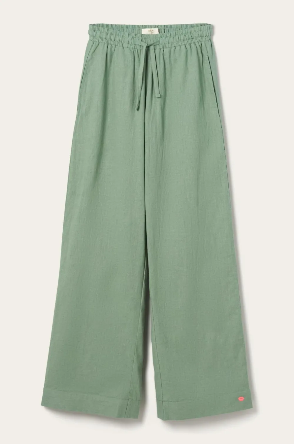 Ellos Home Natbukser Pyjama Pant Elly i genanvendt halvlinned Aquagrøn Hot