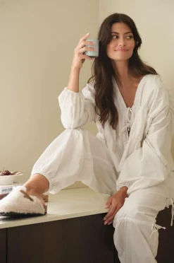 Ellos Homewear>Home Natbukser Juliette Lys hvid grå