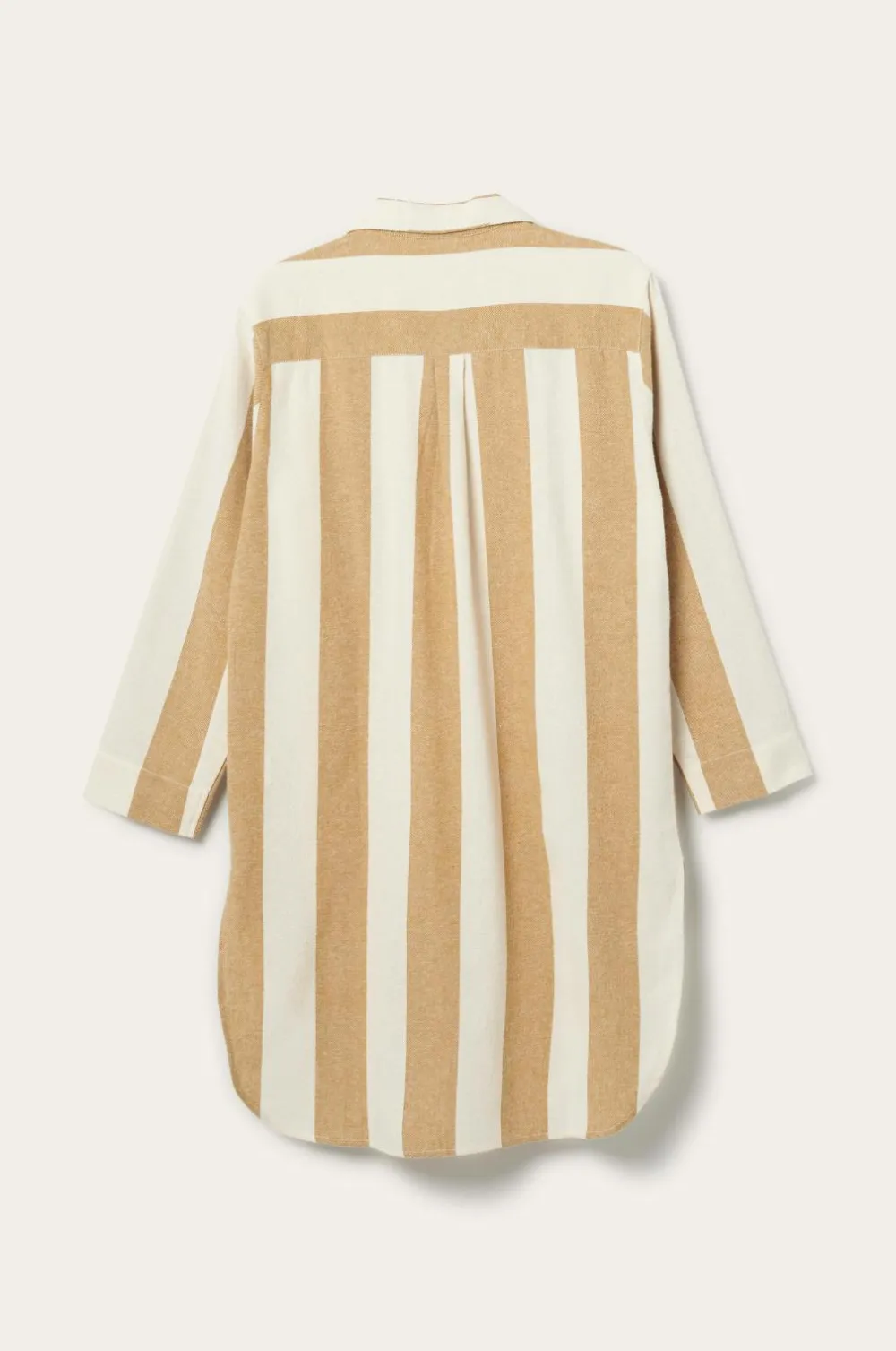 Ellos Home Natskjorte Valerie Block Stripe i bomuldsflonel Gylden brun/Cremehvid Discount