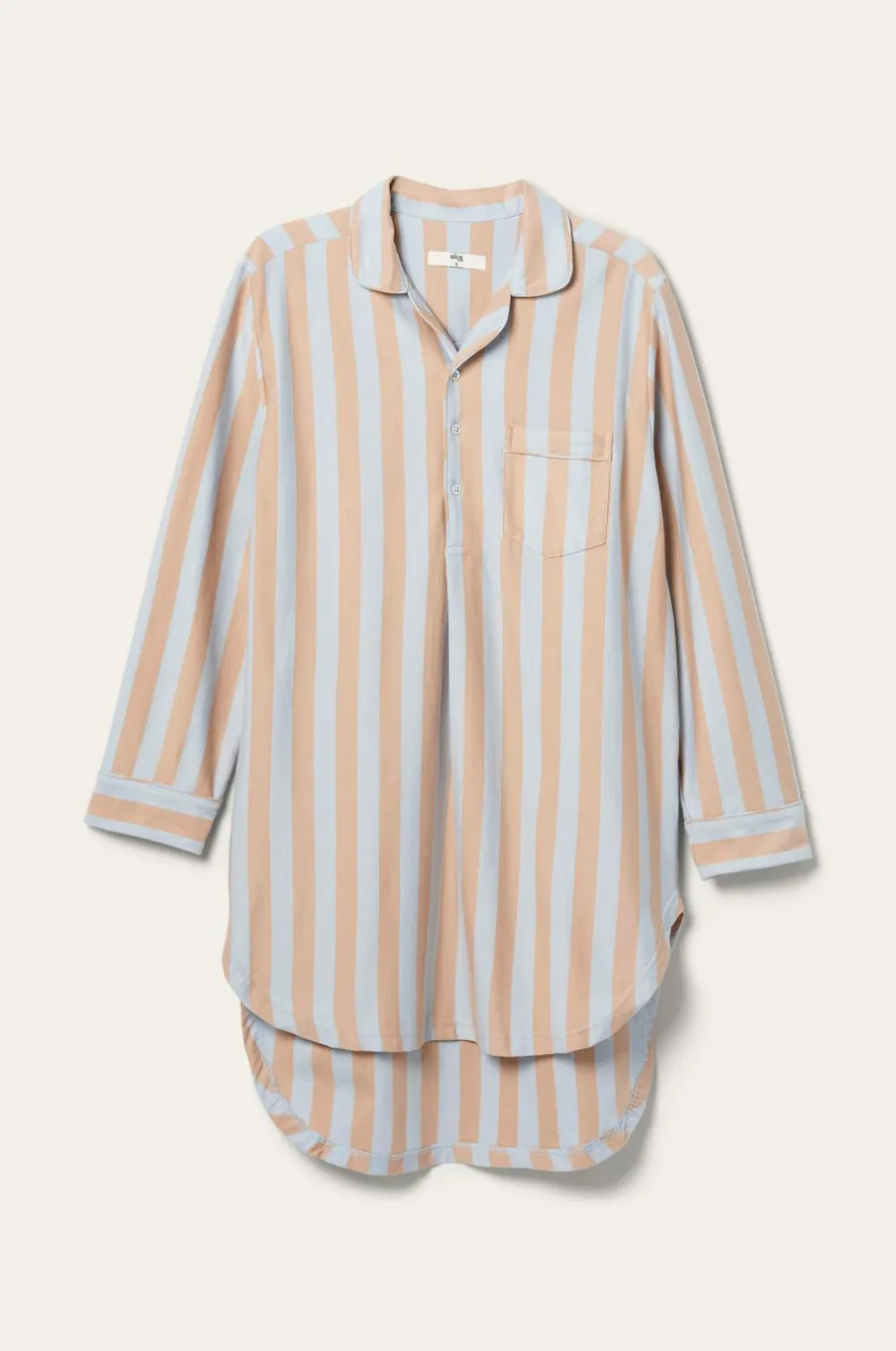 Ellos Homewear>Home Natskjorte Colette Lyseblå/Varm beige