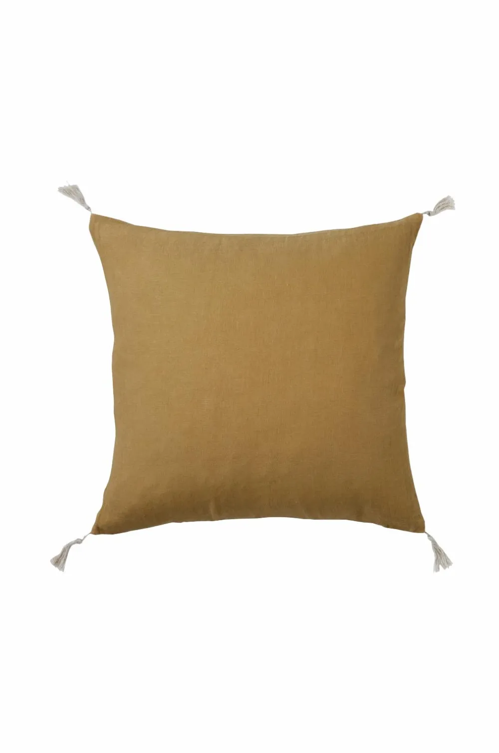 Ellos Home Pudebetræk Candice Tassel af vasket hør, 50x50 cm Bronzegrøn Best