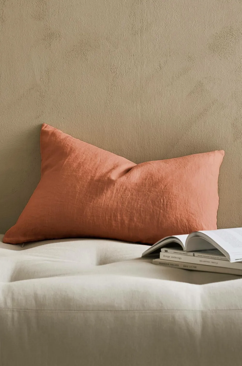 Ellos Home Pudebetræk Candice Zip i vasket hør 40x60 cm Brunrosa