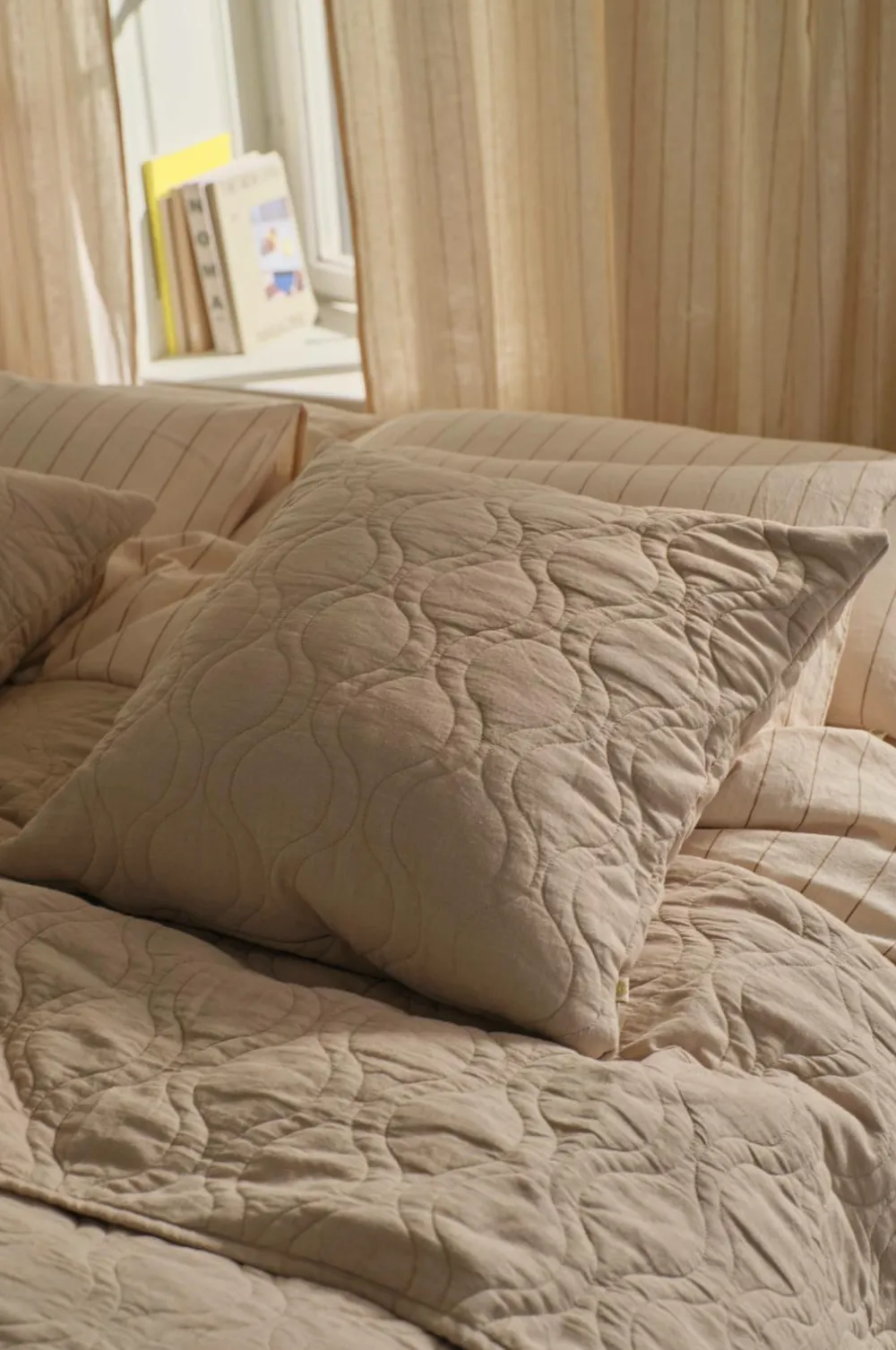 Ellos Pyntepuder & Betræk>Home Pudebetræk Elly Quilted i genanvendt halvlinned Linen beige