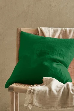 Ellos Home Pudebetræk Candice Zip i vasket hør 50x50 cm Ærtegrøn Online