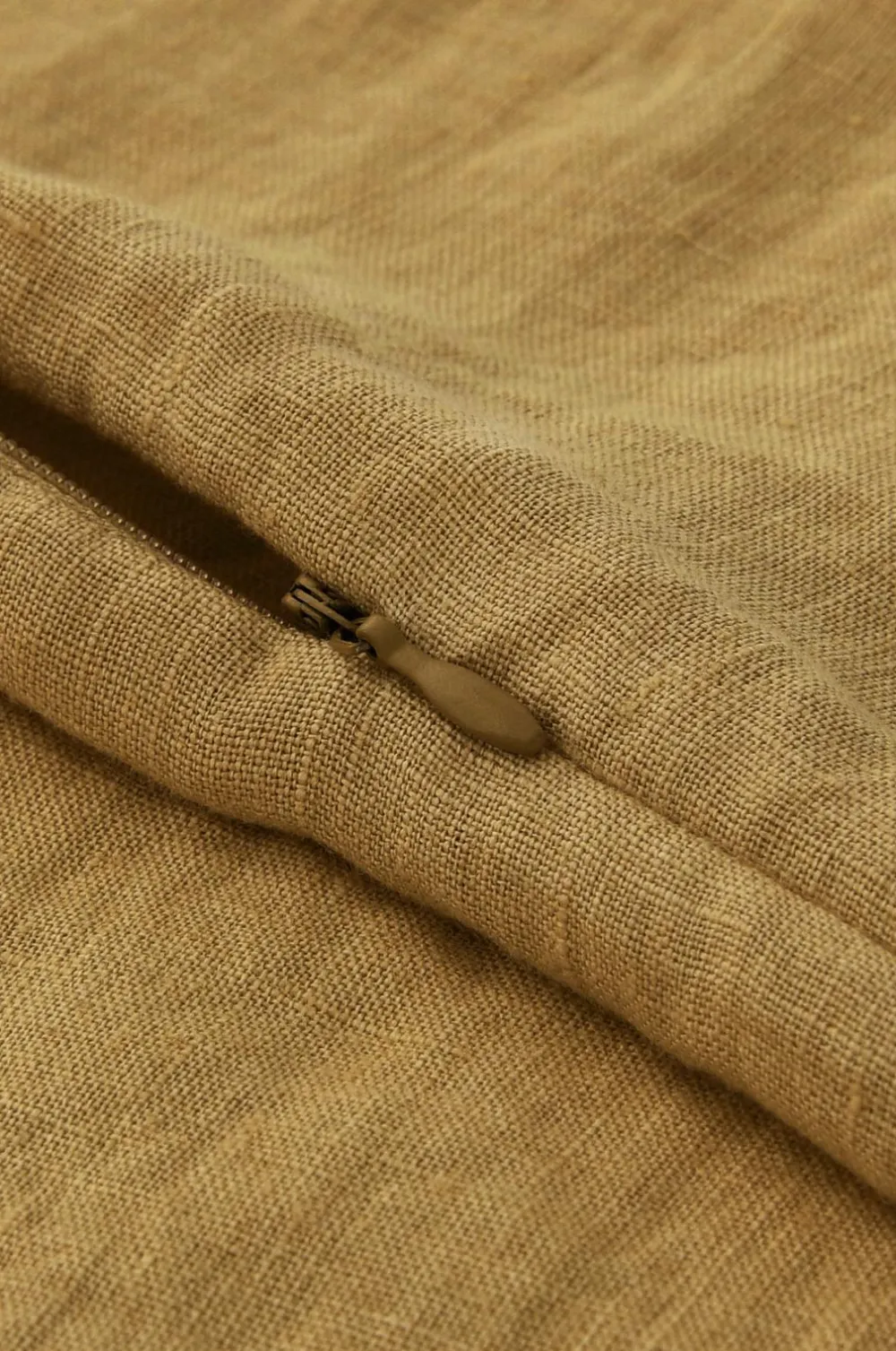 Ellos Pyntepuder & Betræk>Home Pudebetræk Candice Zip i vasket hør 50x50 cm Bronzegrøn