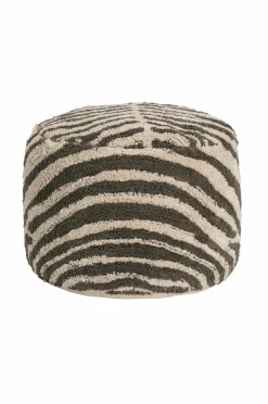 Ellos Home Puf Zebby Khakigrøn / cremefarvet Discount