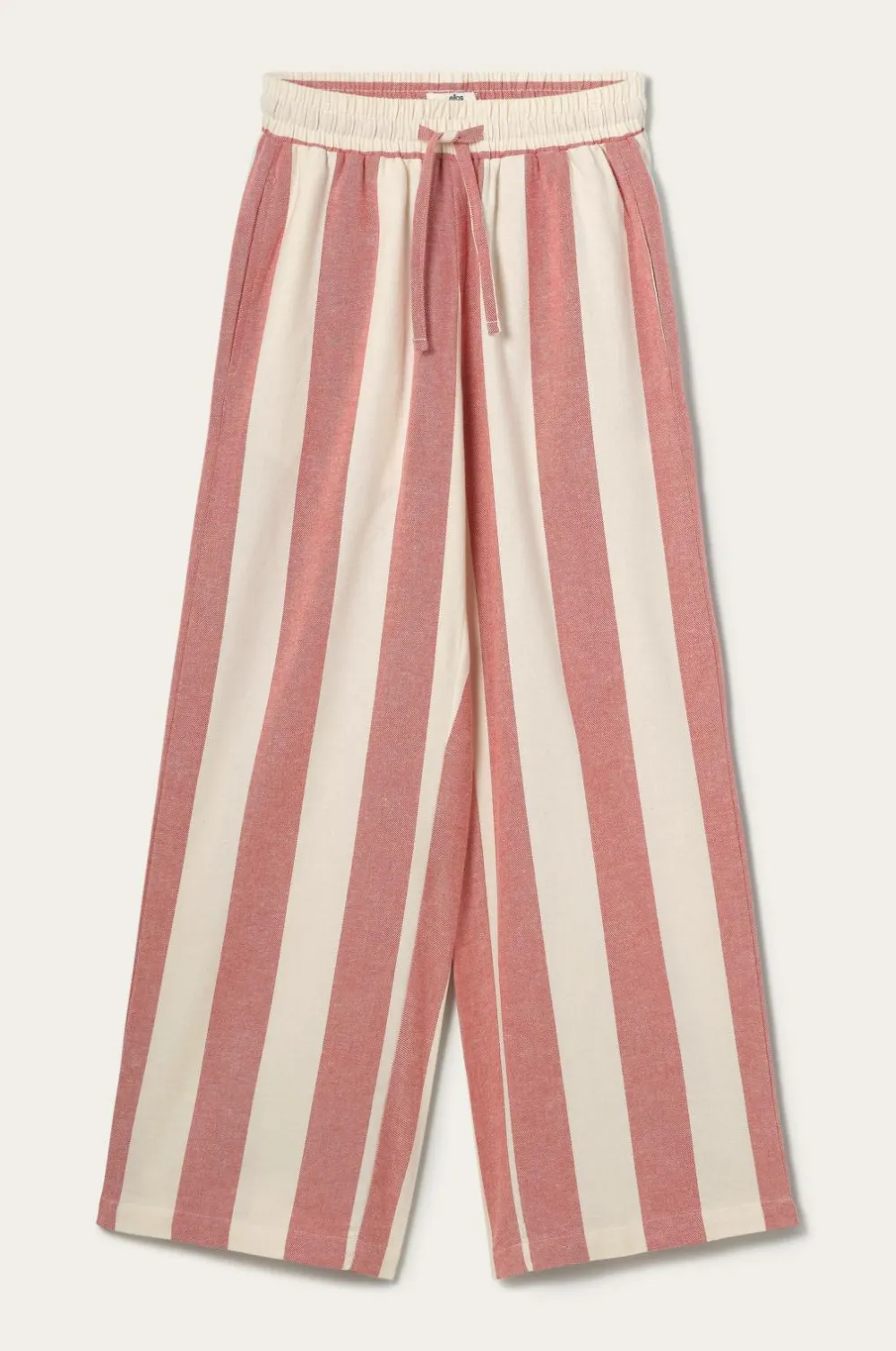 Ellos Home Pyjamasbukser Valerie Block Stripe i bomuldsflonel Rød/cremehvid Clearance