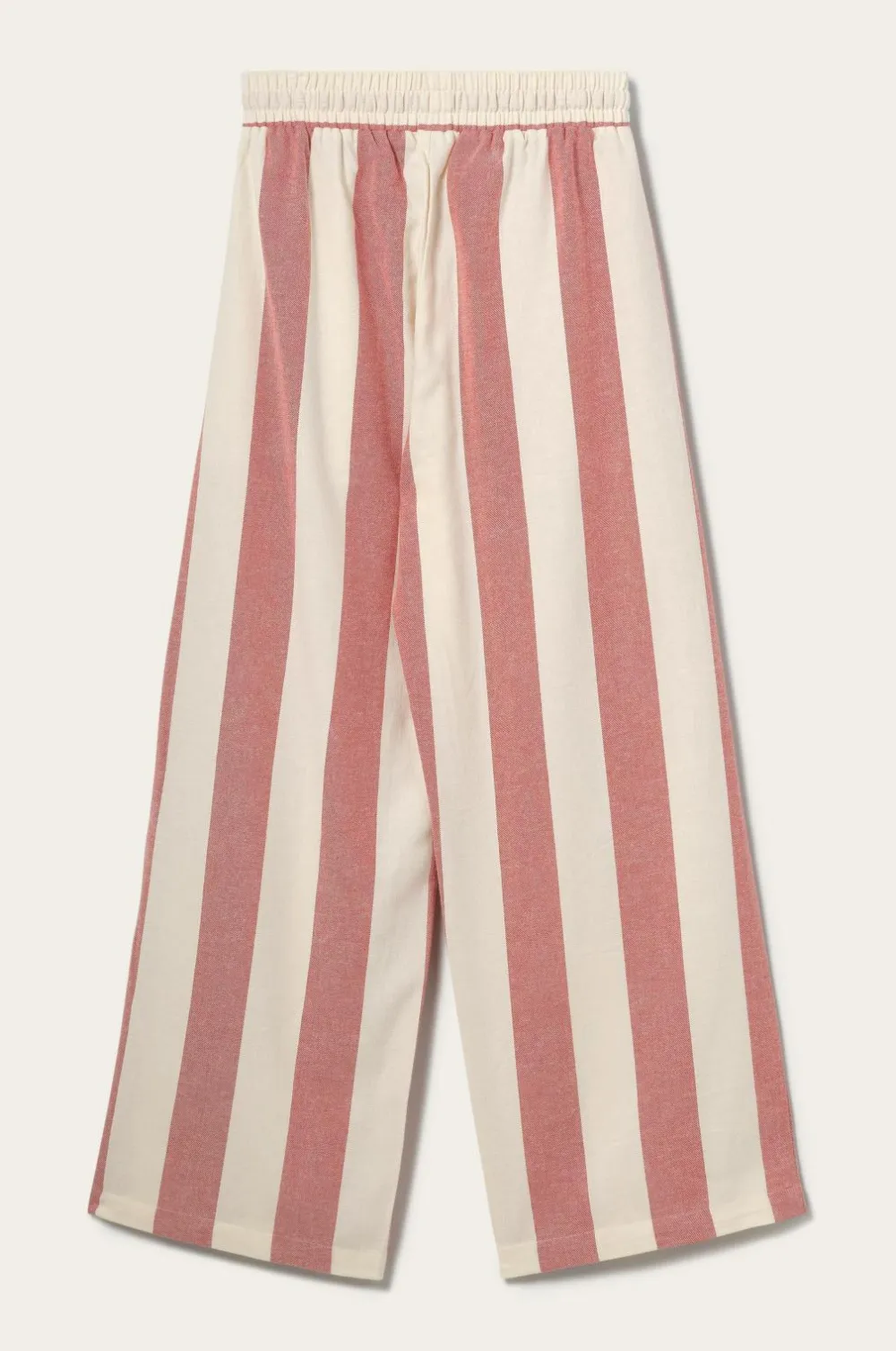 Ellos Home Pyjamasbukser Valerie Block Stripe i bomuldsflonel Rød/cremehvid Clearance