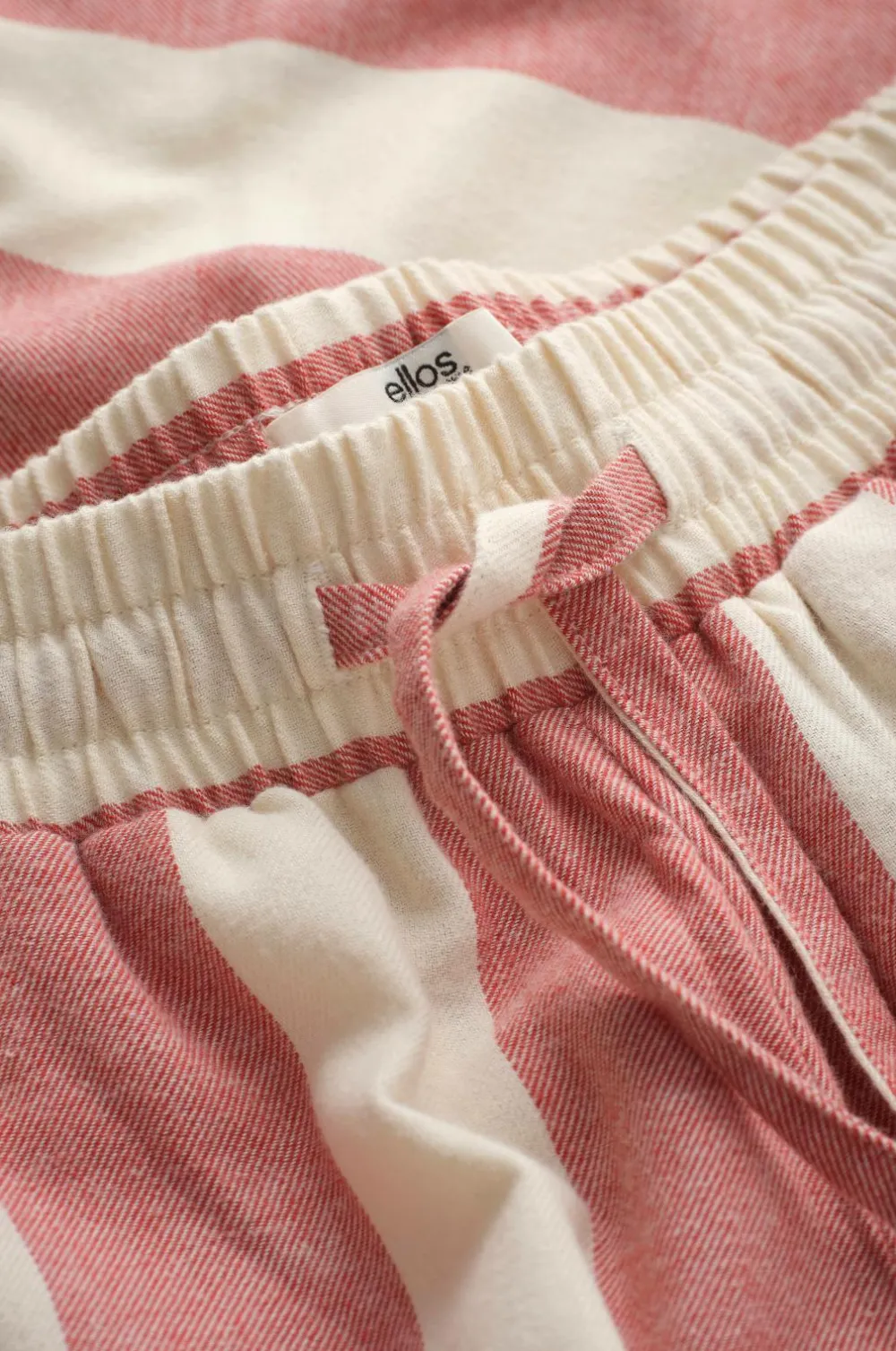 Ellos Home Pyjamasbukser Valerie Block Stripe i bomuldsflonel Rød/cremehvid Clearance