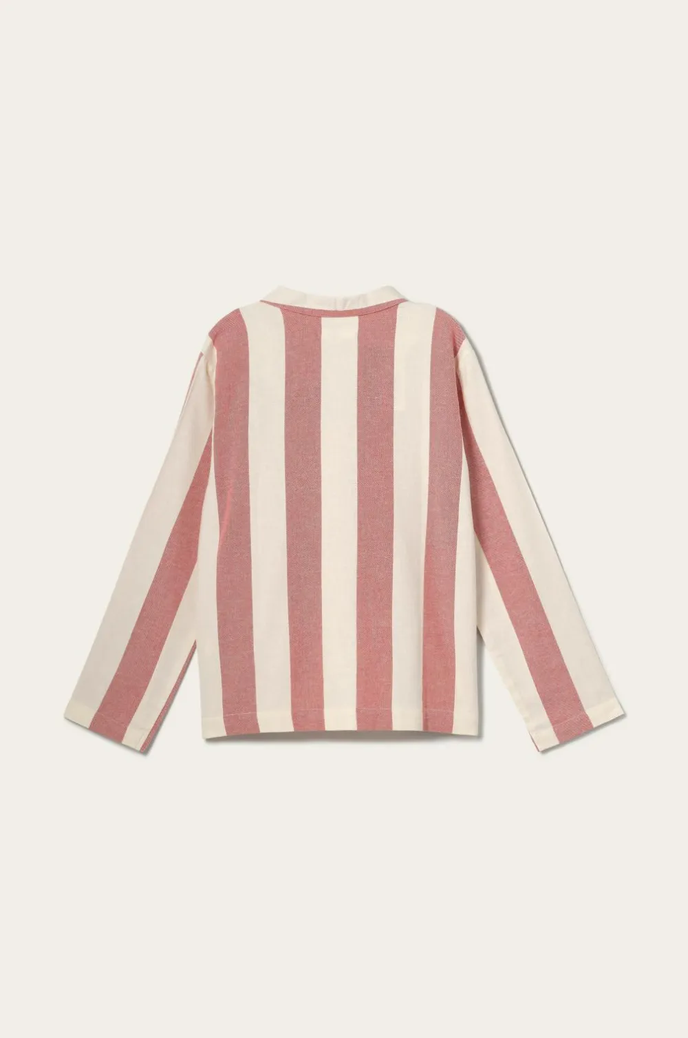 Ellos Homewear>Home Pyjamasskjorte Valerie Block Stripe Long Sleeve Rød/cremehvid