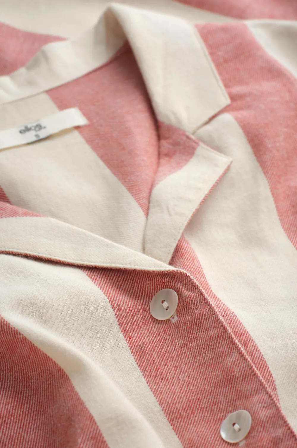 Ellos Homewear>Home Pyjamasskjorte Valerie Block Stripe Long Sleeve Rød/cremehvid