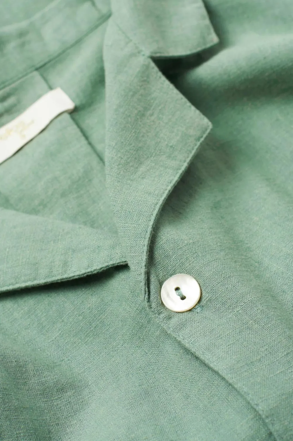 Ellos Home Pyjamasskjorte Long Sleeve Shirt Elly i genanvendt halvlinned Aquagrøn Sale