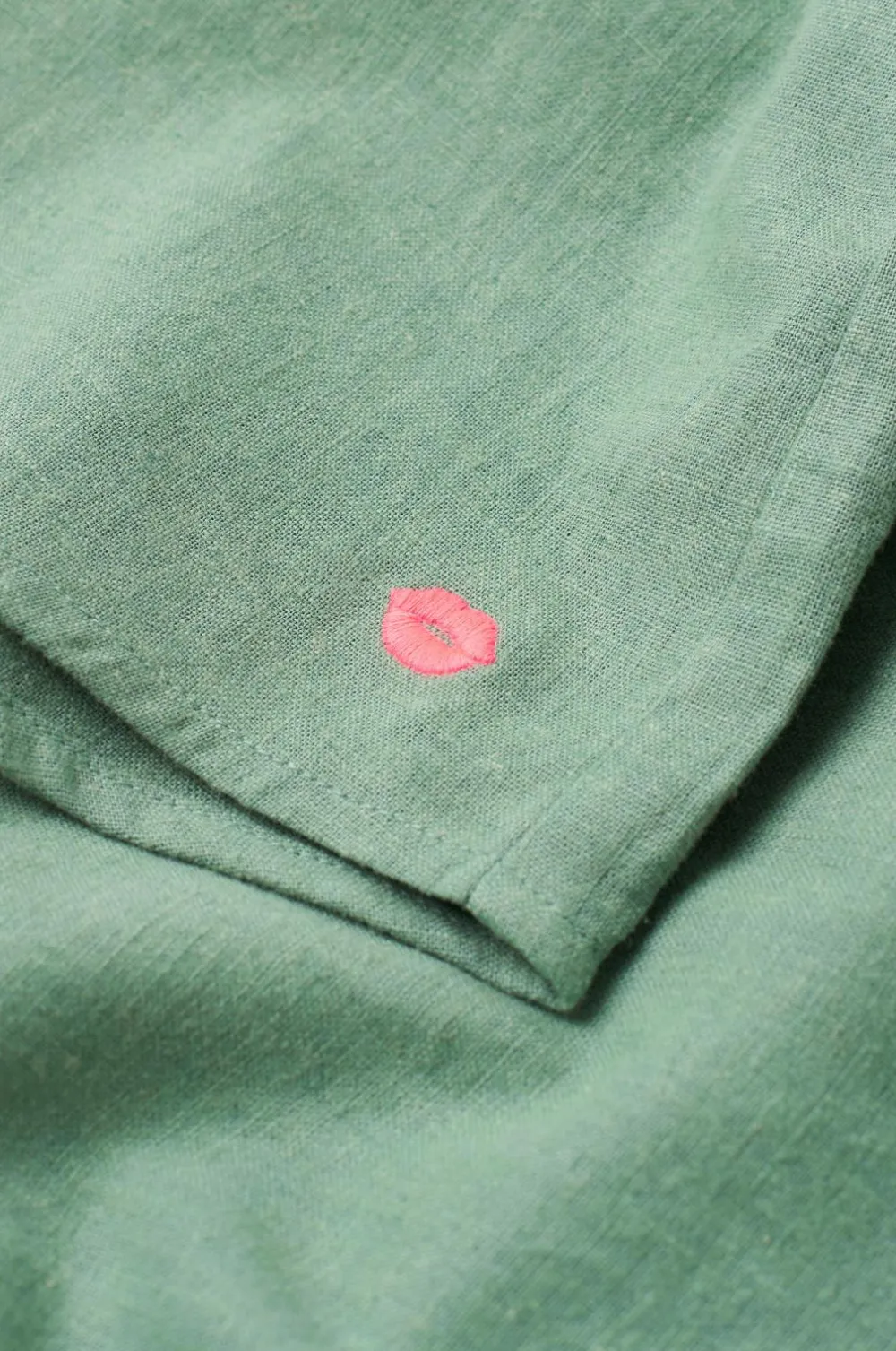 Ellos Home Pyjamasskjorte Long Sleeve Shirt Elly i genanvendt halvlinned Aquagrøn Sale