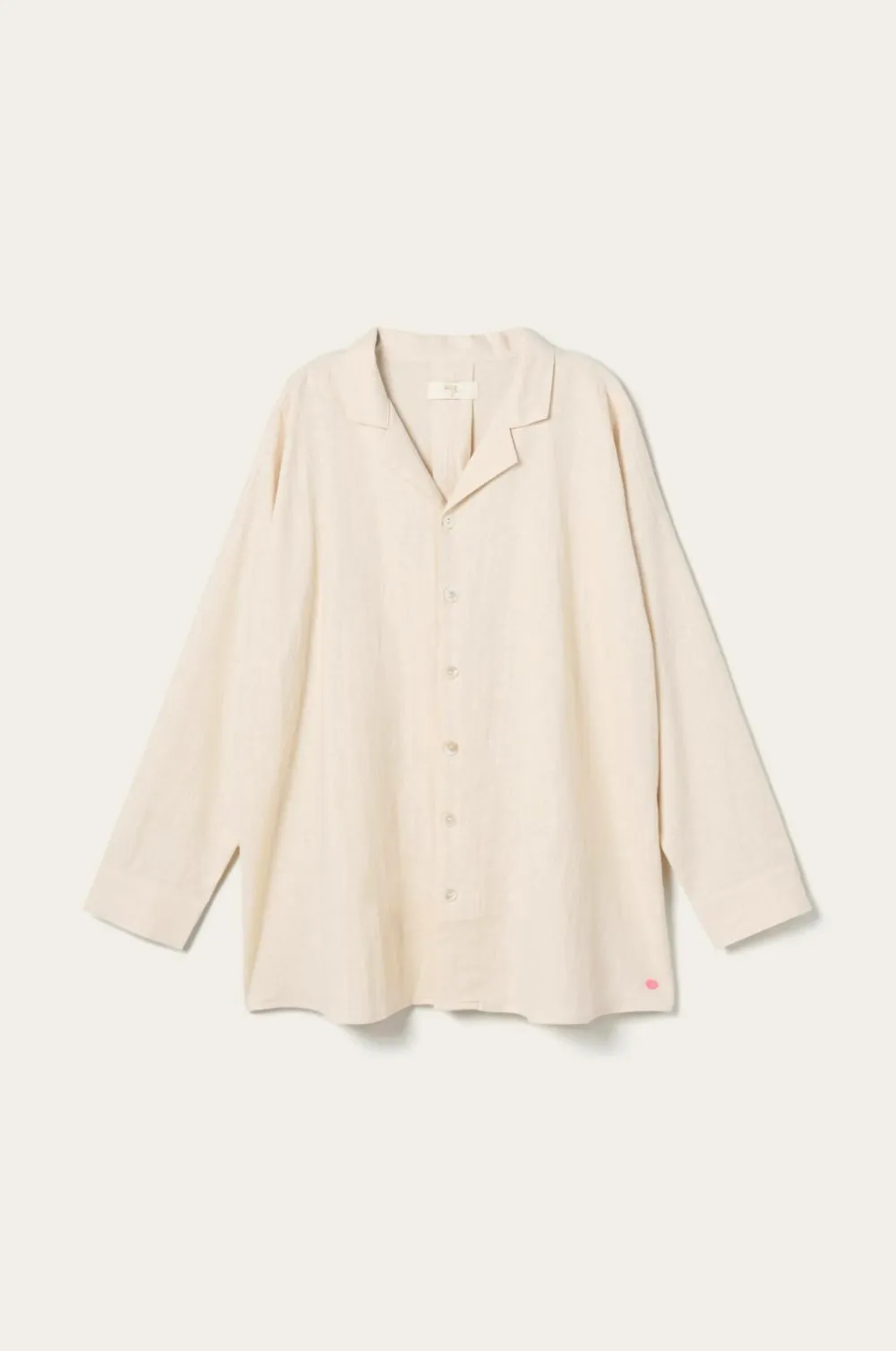 Ellos Home Pyjamasskjorte Long Sleeve Shirt Elly i genanvendt halvlinned Cremet hvid Sale